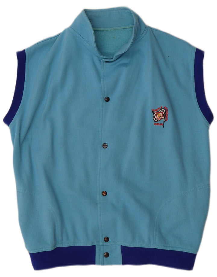 Jaqueta masculina vintage sem mangas com top grande bloco colorido azul