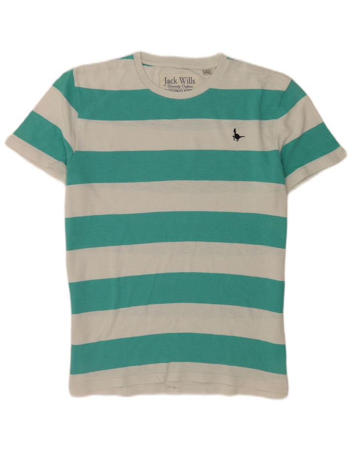 Camiseta masculina Jack Wills Top de algodão listrado verde médio