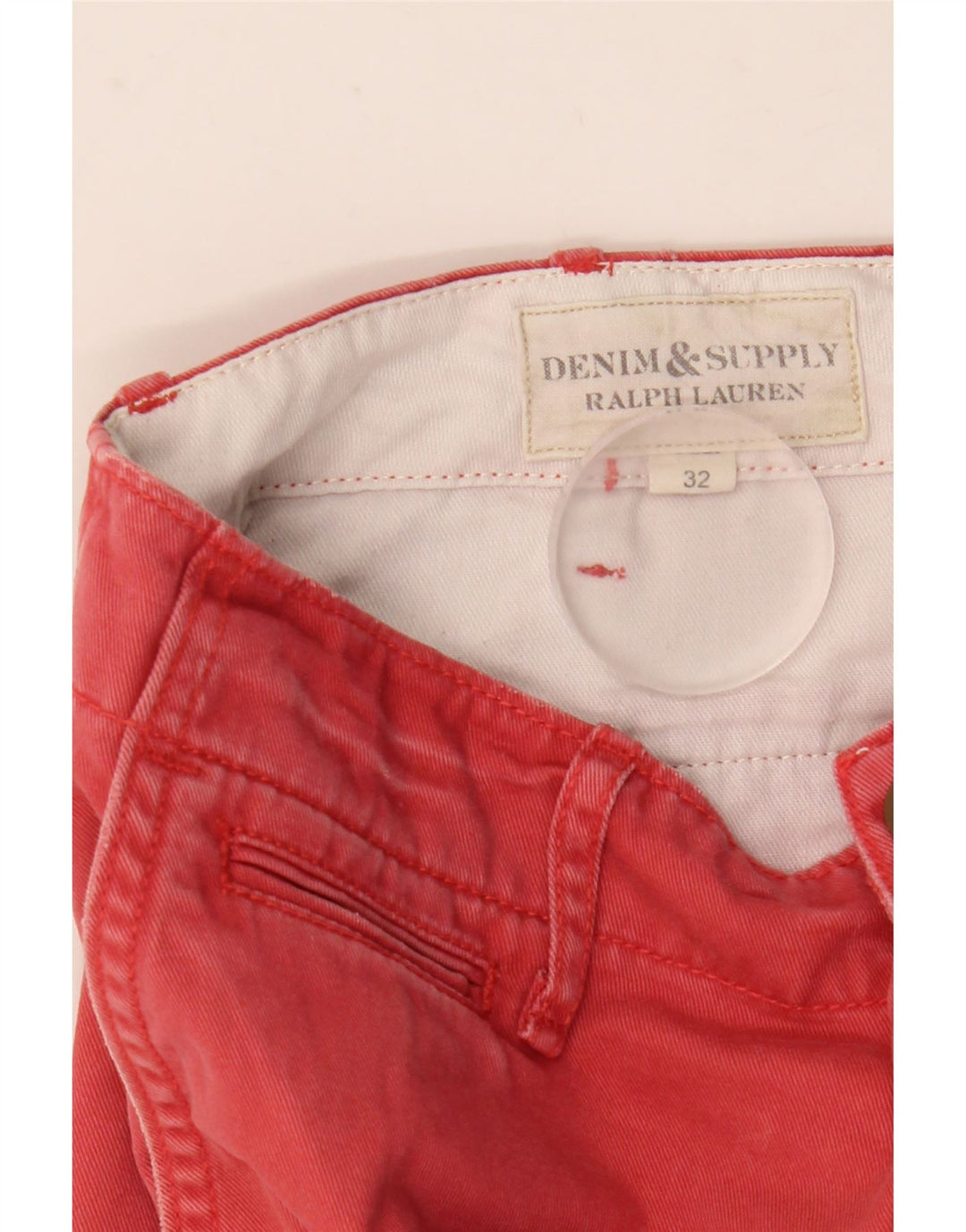 Ralph Lauren Masculino Denizen Chino Shorts W32 Médio Algodão Vermelho