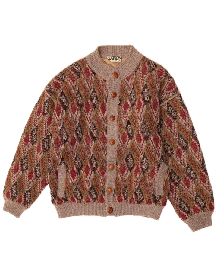 Carlo Mens Knit Bomber Jacket EU 50 Grande Multicolorido Argyle/Lã Diamante