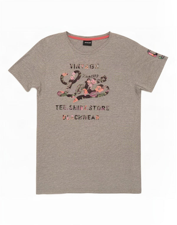 Camiseta feminina gráfica Lotto UK 14 algodão cinza médio