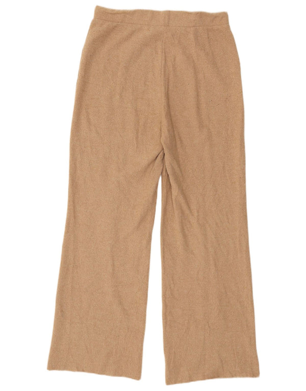 Calça de treino feminina Zara UK 12 poliéster bege médio