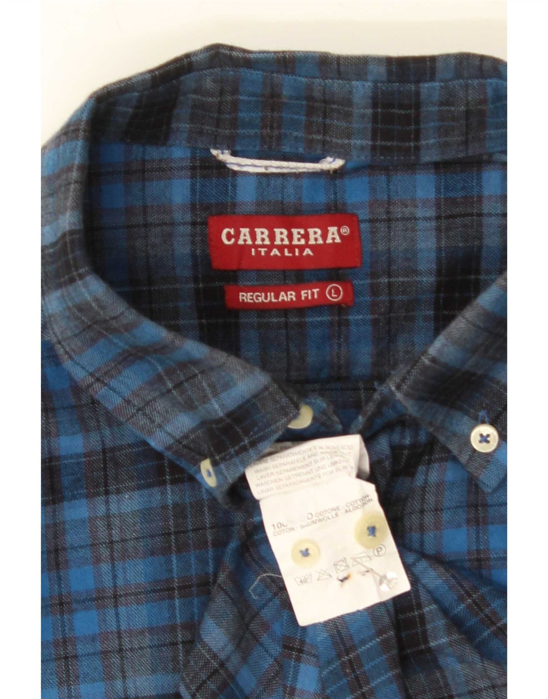 Camisa masculina de flanela Carrera Regular Fit grande algodão xadrez azul marinho