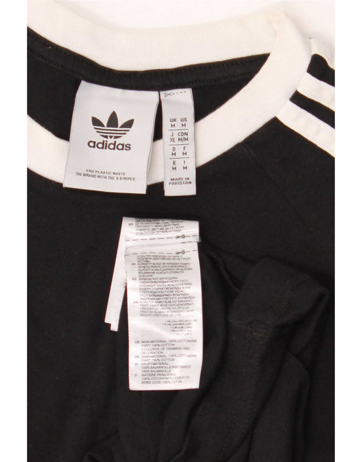 Adidas Mens Camiseta Top Médio Algodão Preto