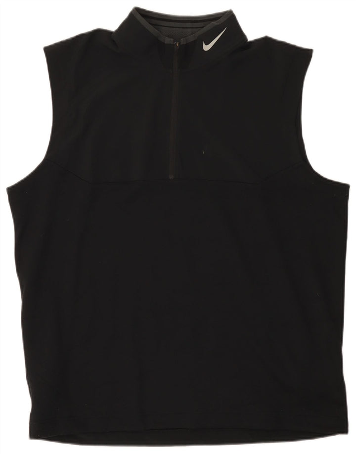 Colete Nike Masculino Dri Fit Zip Neck Top Grande Poliéster Preto