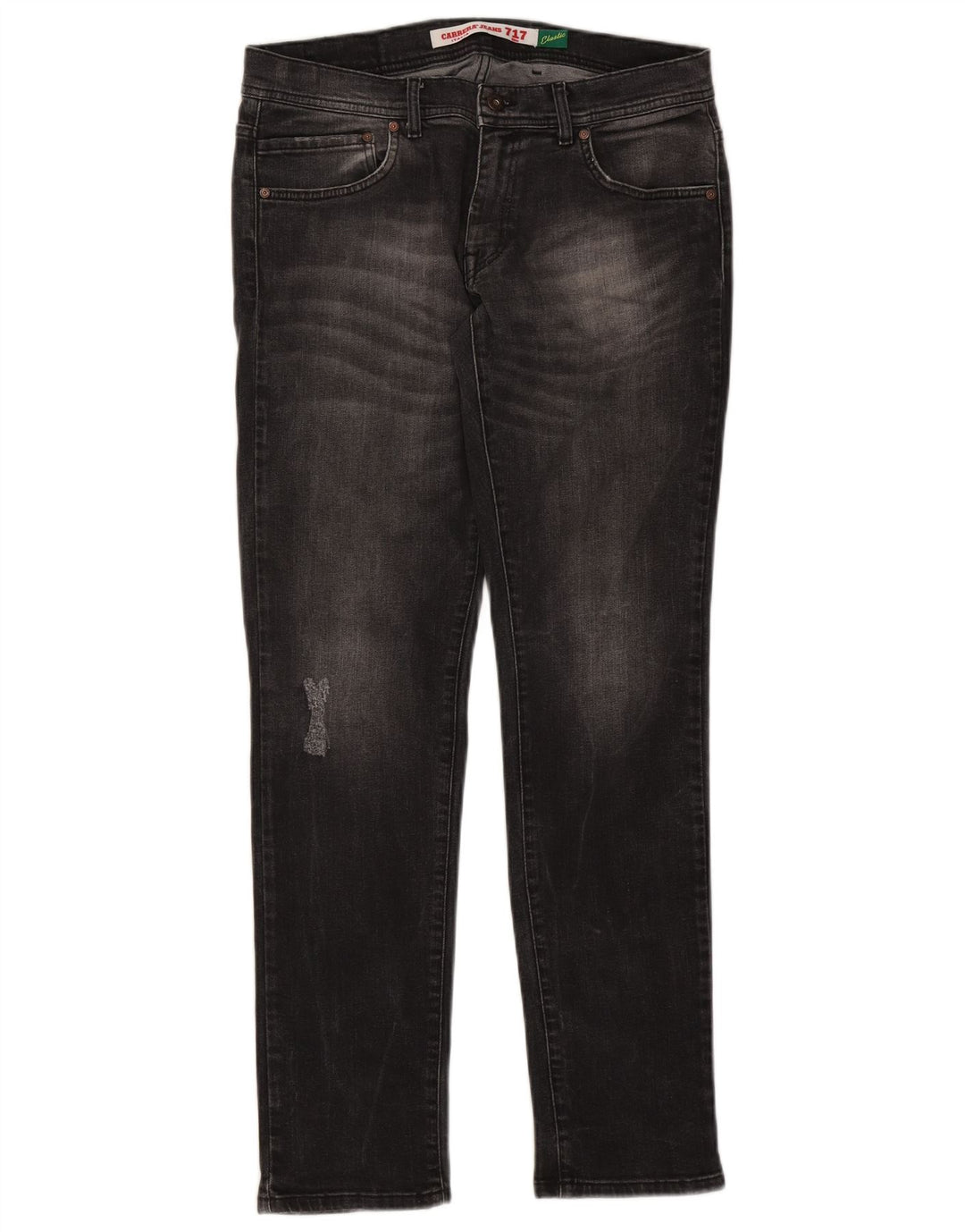 Carrera Mens 717 Distressed Slim Jeans W34 L32 Algodão Preto