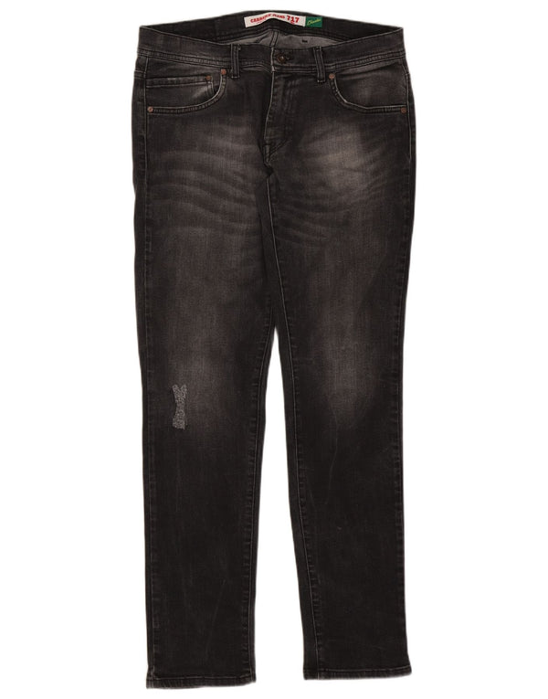 Carrera Mens 717 Distressed Slim Jeans W34 L32 Algodão Preto