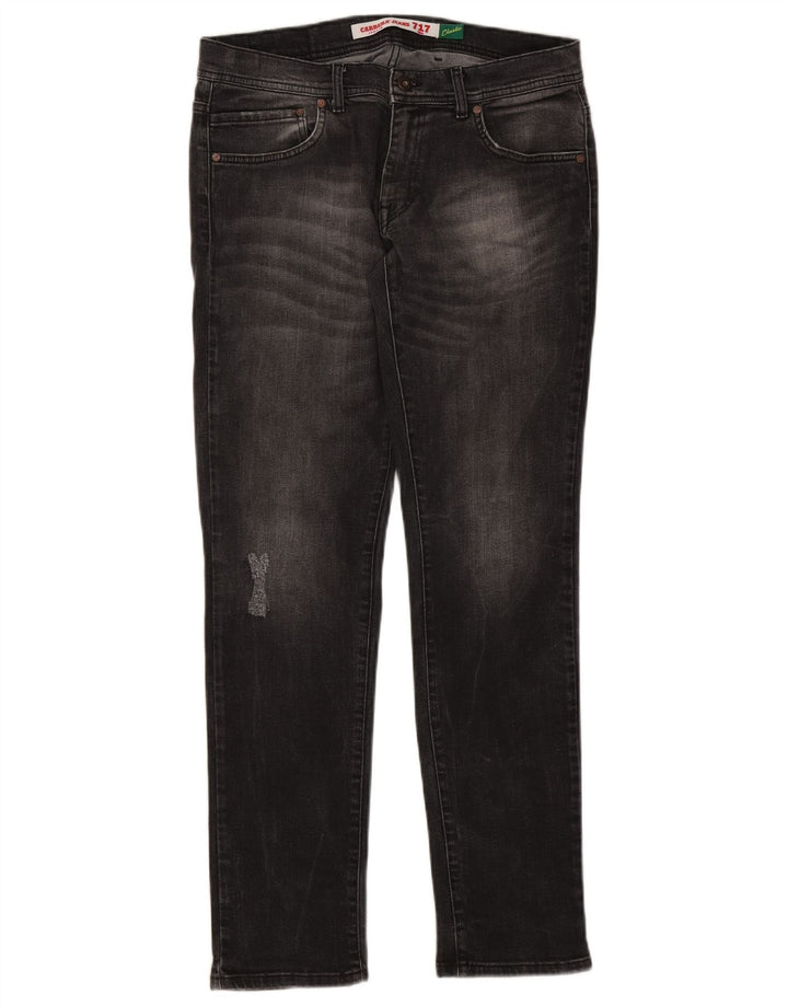 Carrera Mens 717 Distressed Slim Jeans W34 L32 Algodão Preto