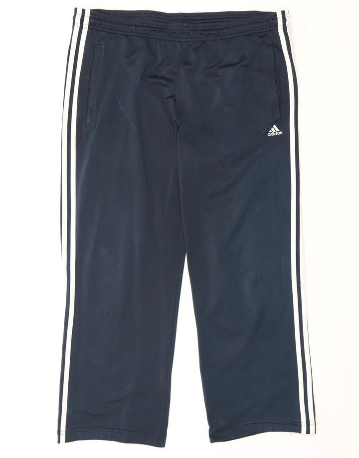 Calça de treino masculina Adidas grande poliéster azul marinho
