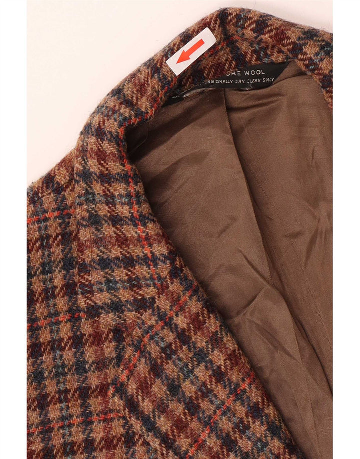 Jaqueta Blazer Masculina Orvis com 3 Botões Reino Unido 38 Houndstooth Marrom Médio