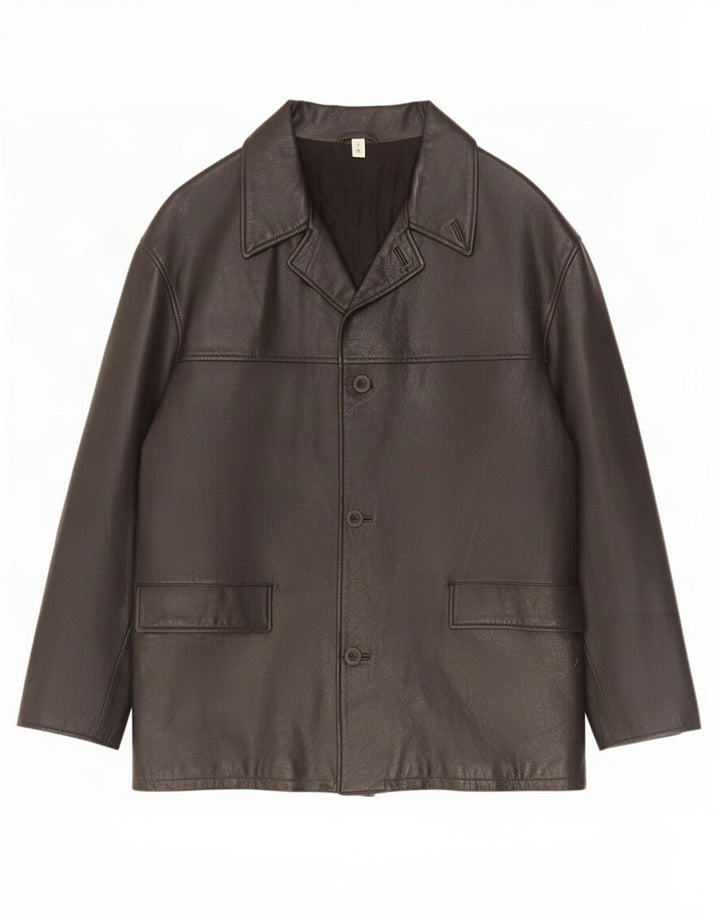 Casaco de couro masculino vintage IT 54 2XL preto
