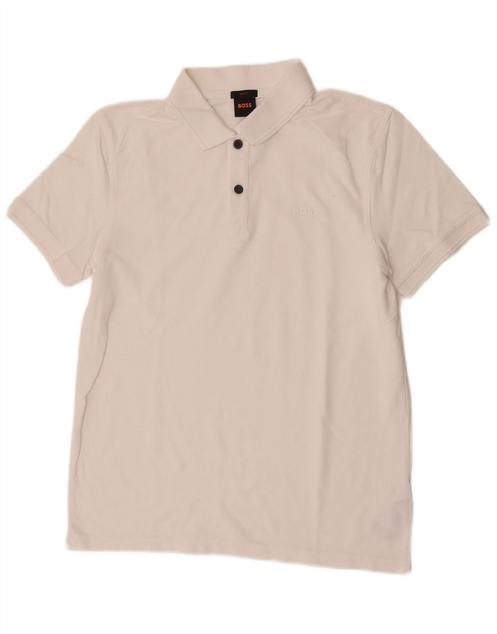 Camisa polo masculina Hugo Boss Slim Fit médio algodão branco