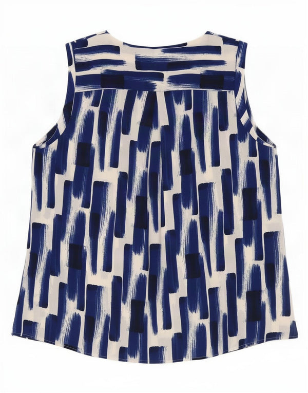 Blusa feminina Marks & Spencer com padrão abstrato Reino Unido 14 grande azul