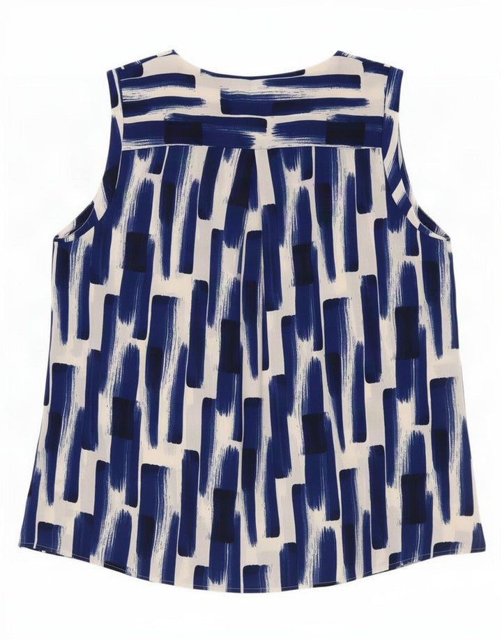 Blusa feminina Marks & Spencer com padrão abstrato Reino Unido 14 grande azul