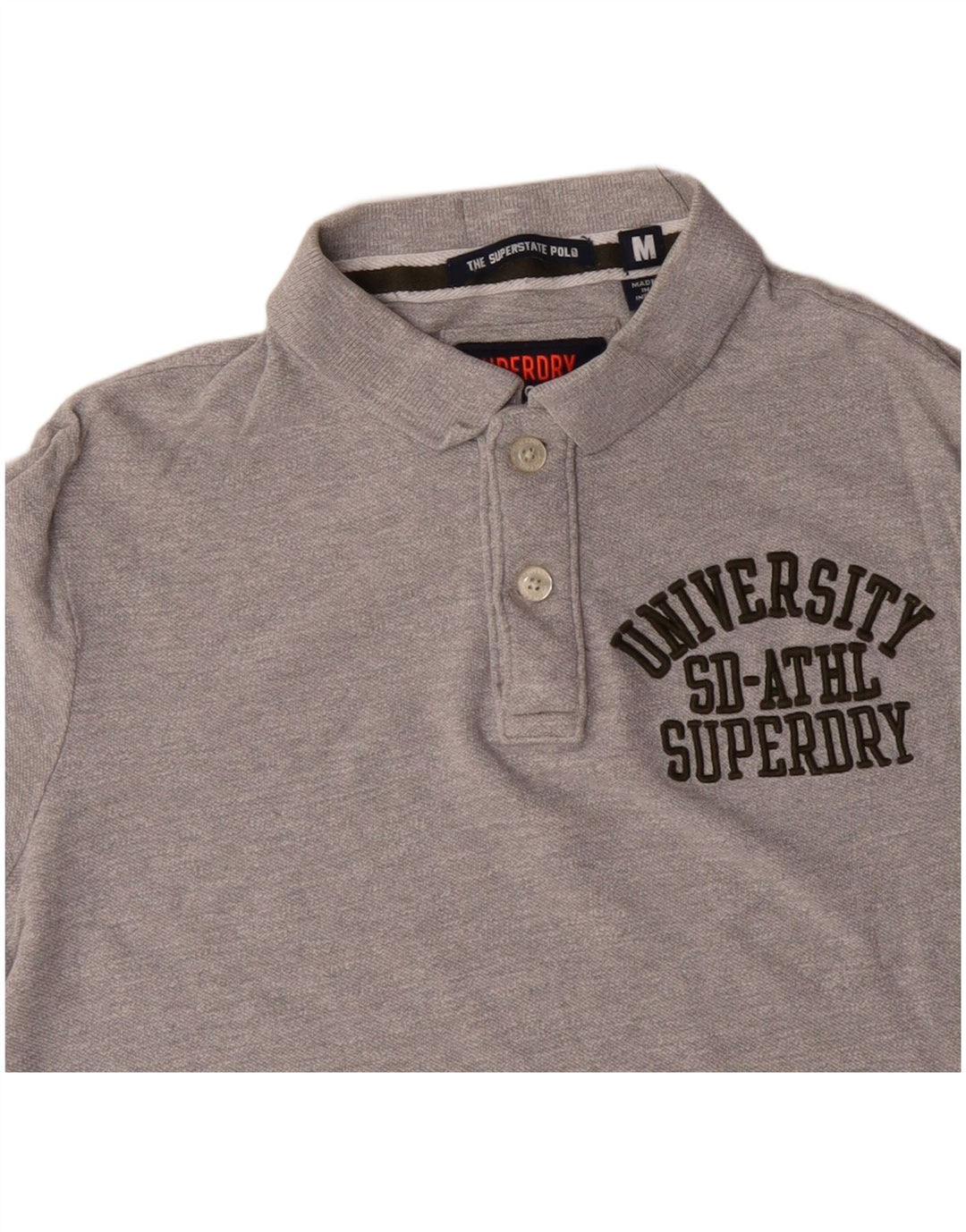 Camisa polo masculina SUPERDRY gráfica cinza médio algodão