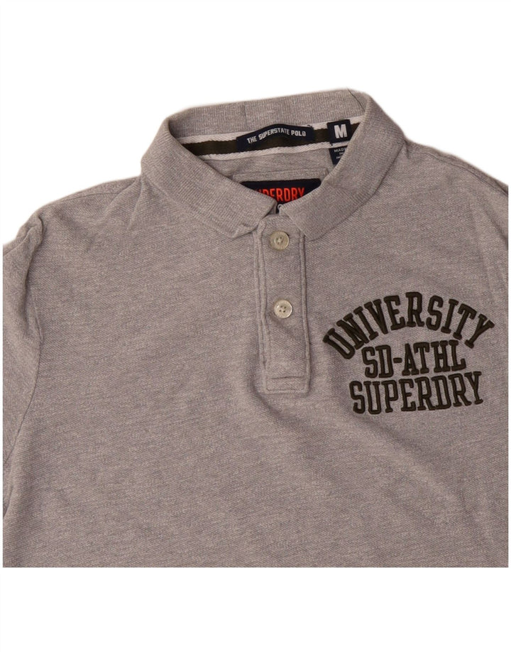 Camisa polo masculina SUPERDRY gráfica cinza médio algodão