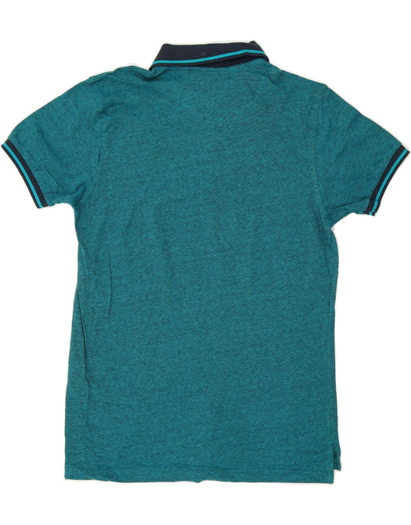 Camisa polo masculina PIERRE CARDIN de ajuste regular de algodão listrado azul médio