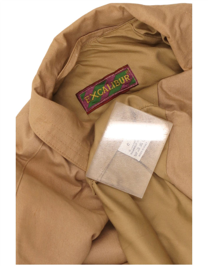 Trench coat masculino vintage solto de algodão bege pequeno