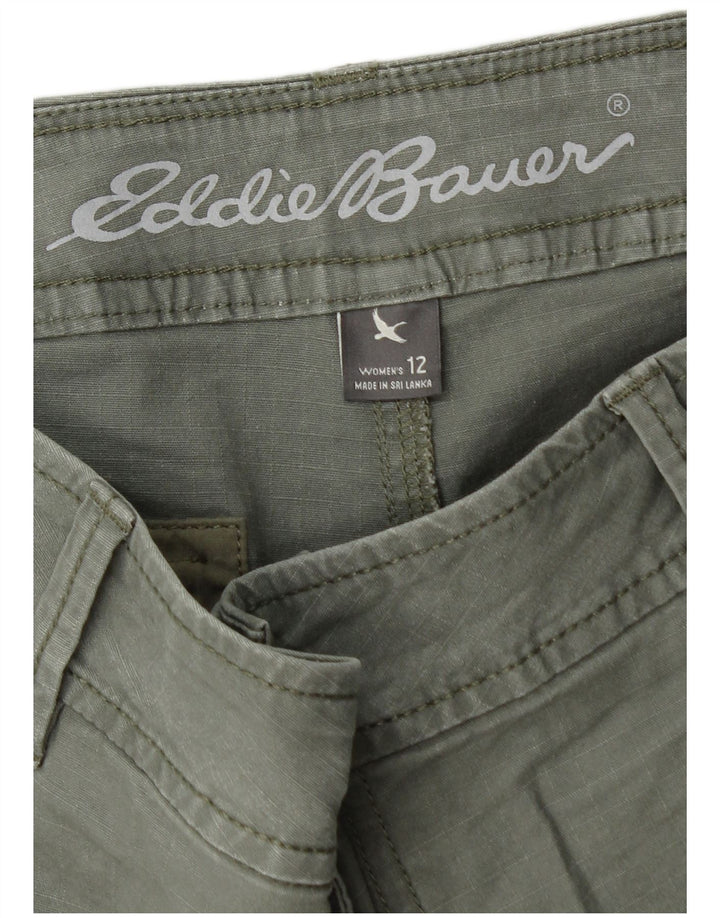 Shorts cargo feminino Eddie Bauer EUA 12 grande W36 algodão cáqui