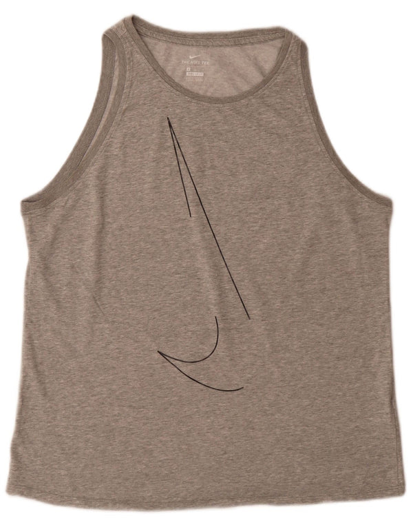 Nike Mens Dri Fit Graphic Vest Top Grande Algodão Cinza