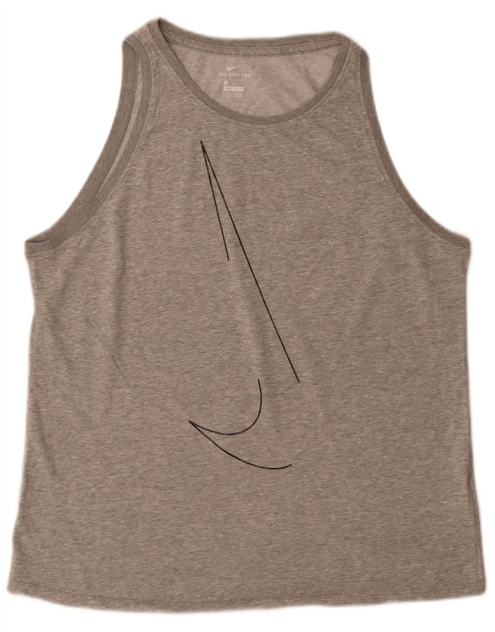 Nike Mens Dri Fit Graphic Vest Top Grande Algodão Cinza