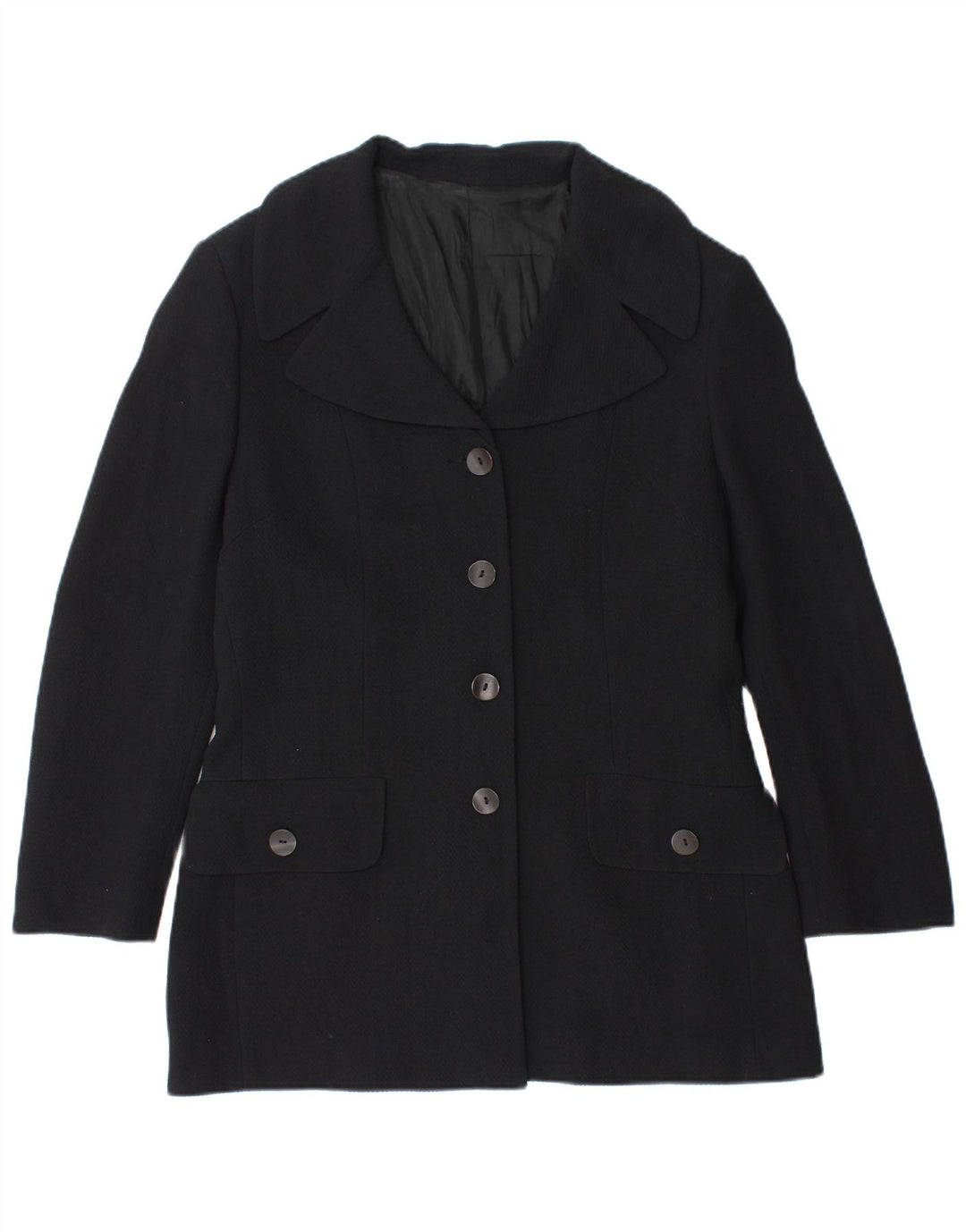 Jaqueta blazer feminina vintage com 4 botões IT 48 XL lã azul marinho