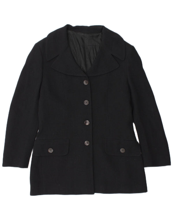 Jaqueta blazer feminina vintage com 4 botões IT 48 XL lã azul marinho