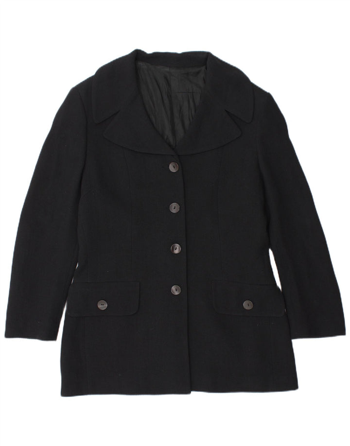Jaqueta blazer feminina vintage com 4 botões IT 48 XL lã azul marinho
