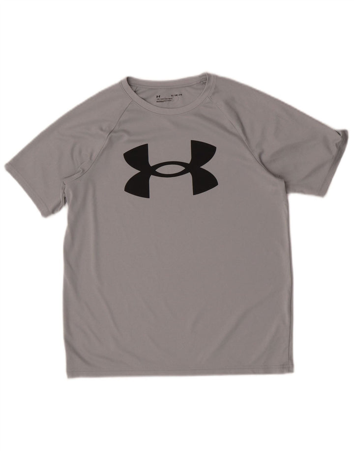 Camiseta gráfica Under Armour Boys 11-12 anos grande cinza