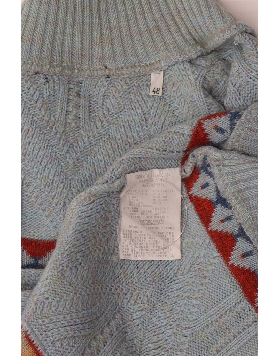 Suéter masculino Umberto Bilancioni com gola tartaruga IT 48 azul médio