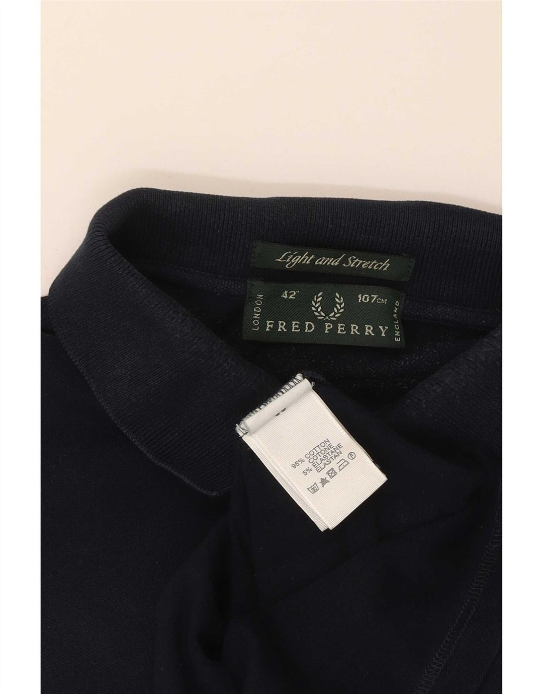 Camisa polo masculina Fred Perry tamanho 42 algodão azul marinho médio