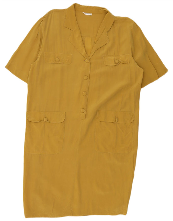 Vestido feminino Shift de Diana Bentall IT 50 XL seda amarela