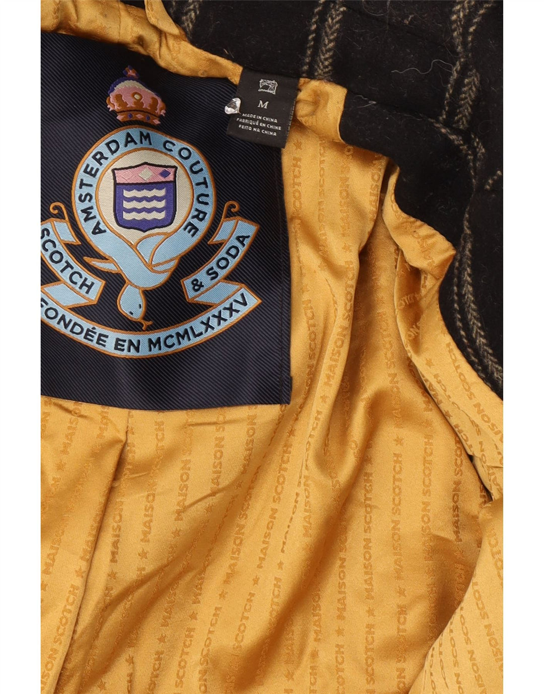 Casaco feminino Scotch & Soda com peito duplo Reino Unido 14 listrado preto médio