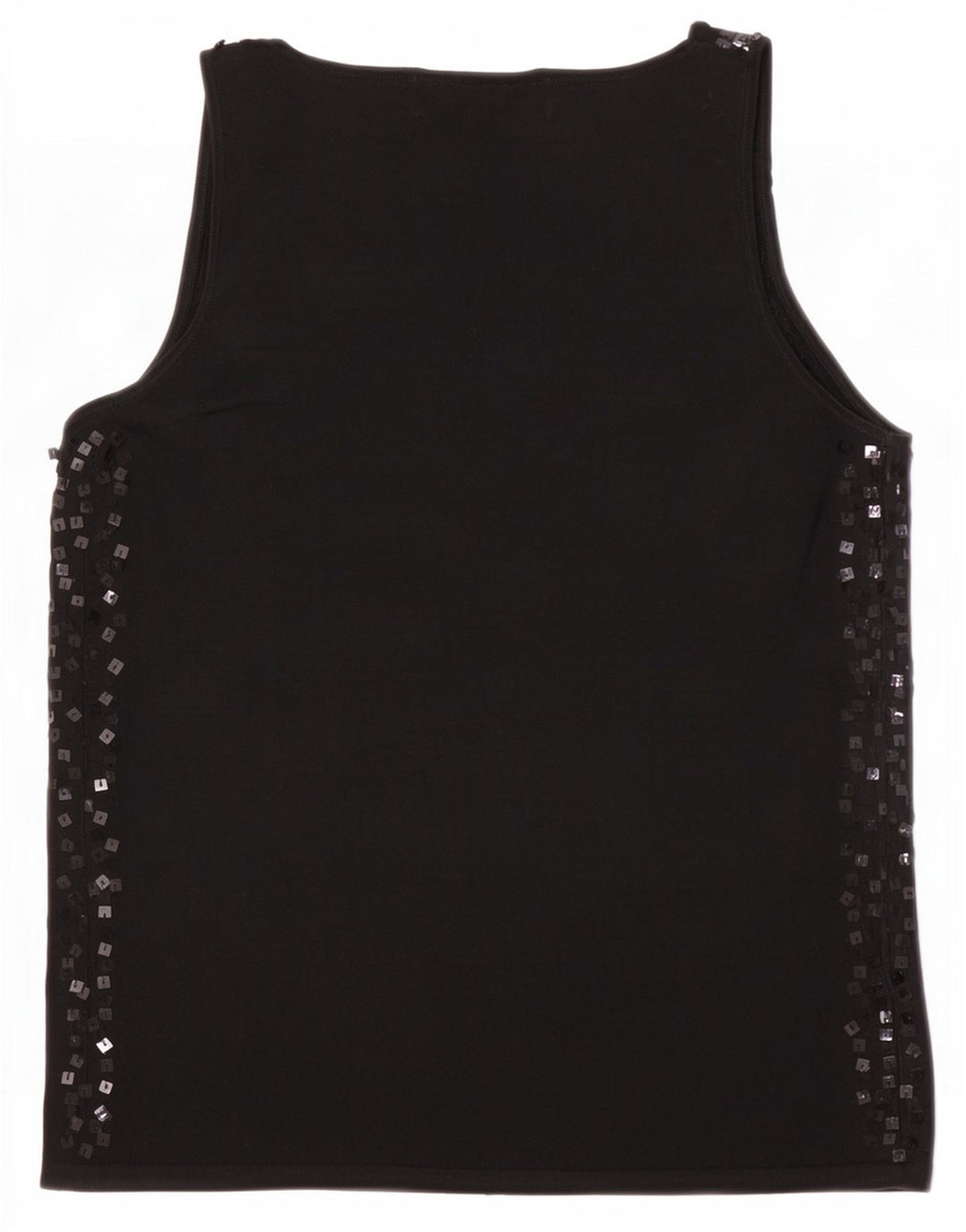 Blusa feminina sem mangas Zara Top UK 12 viscose manchada preta média