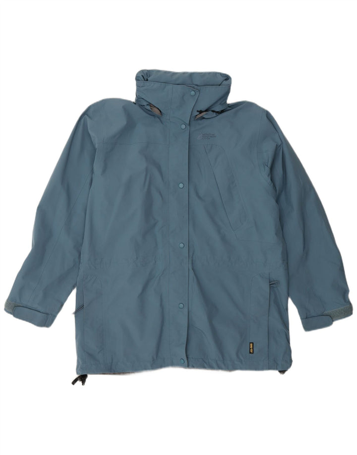 MOUNTAIN EQUIPMENT Womens Hooded Rain Jacket UK 14 Medium Blue Polyester