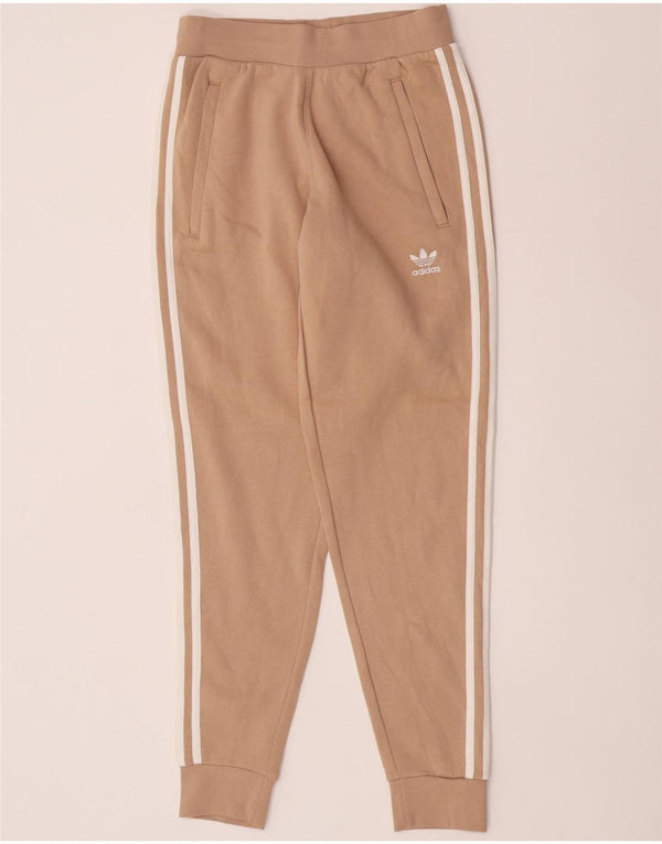 Calças de treino femininas Adidas Joggers UK 8 pequeno algodão bege