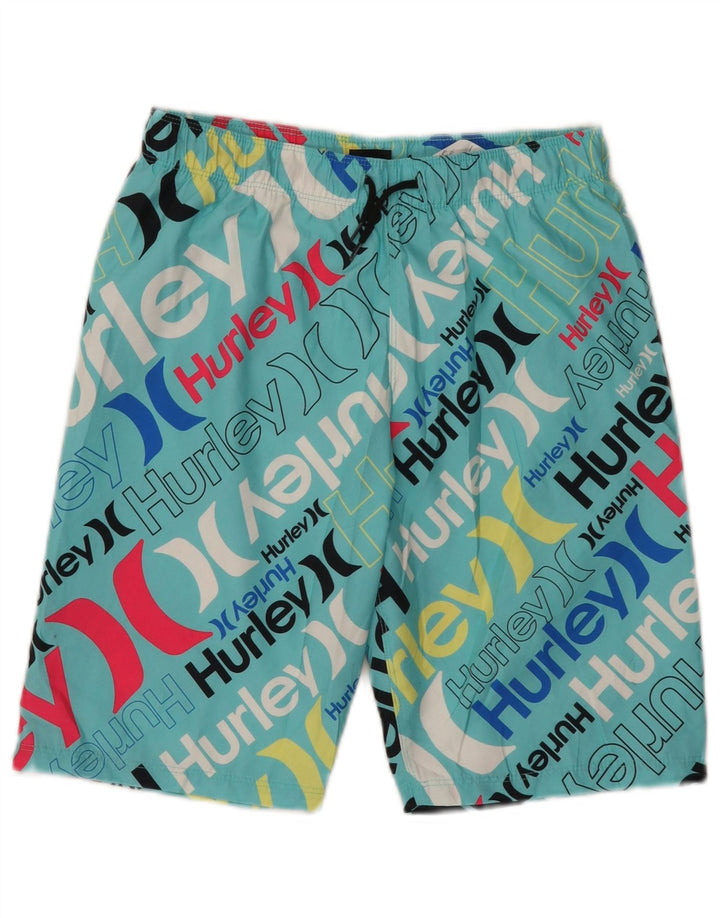Shorts de natação Hurley Boys Graphic 12-13 anos grande poliéster turquesa