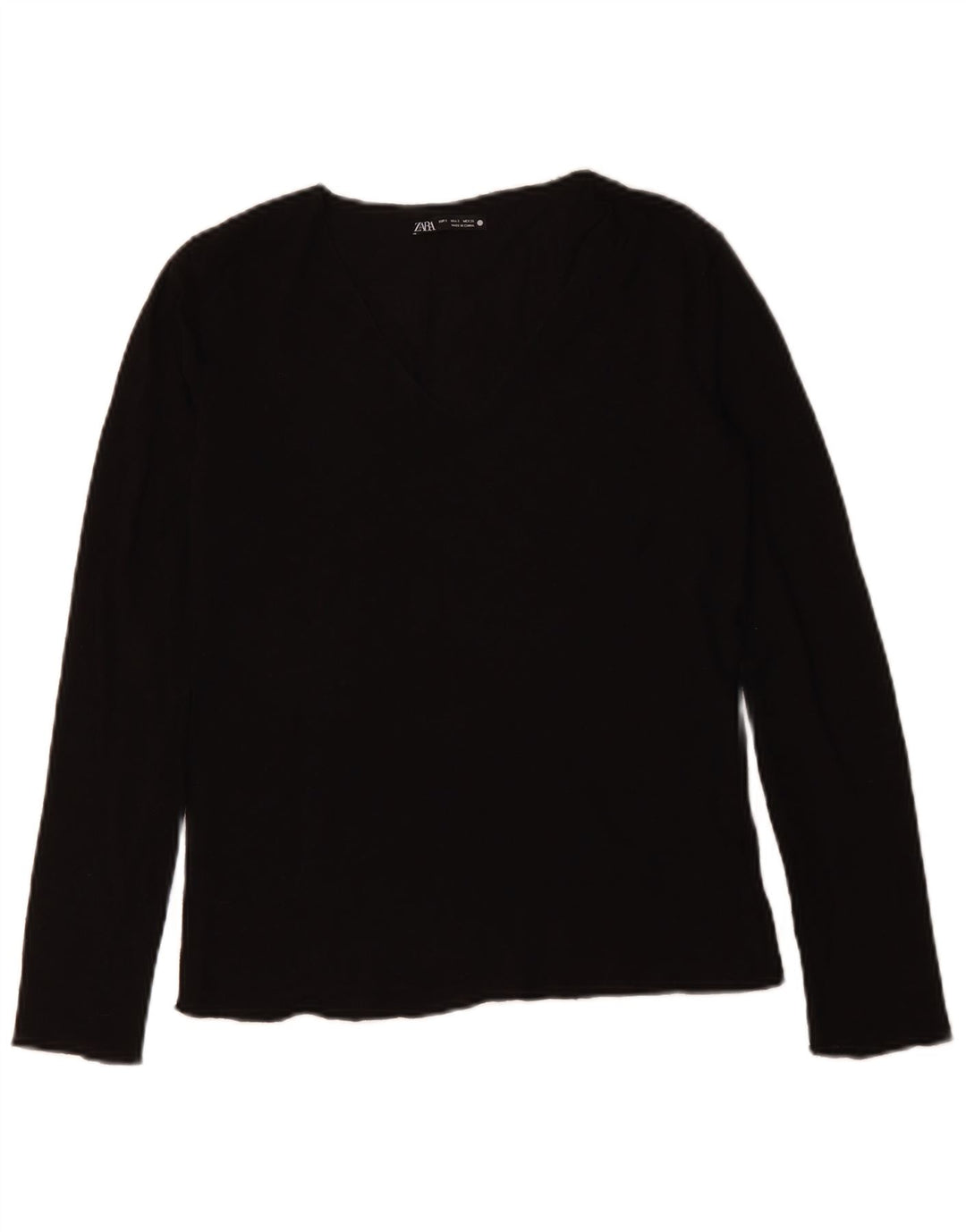 Top feminino ZARA de manga comprida UK 10 pequeno preto