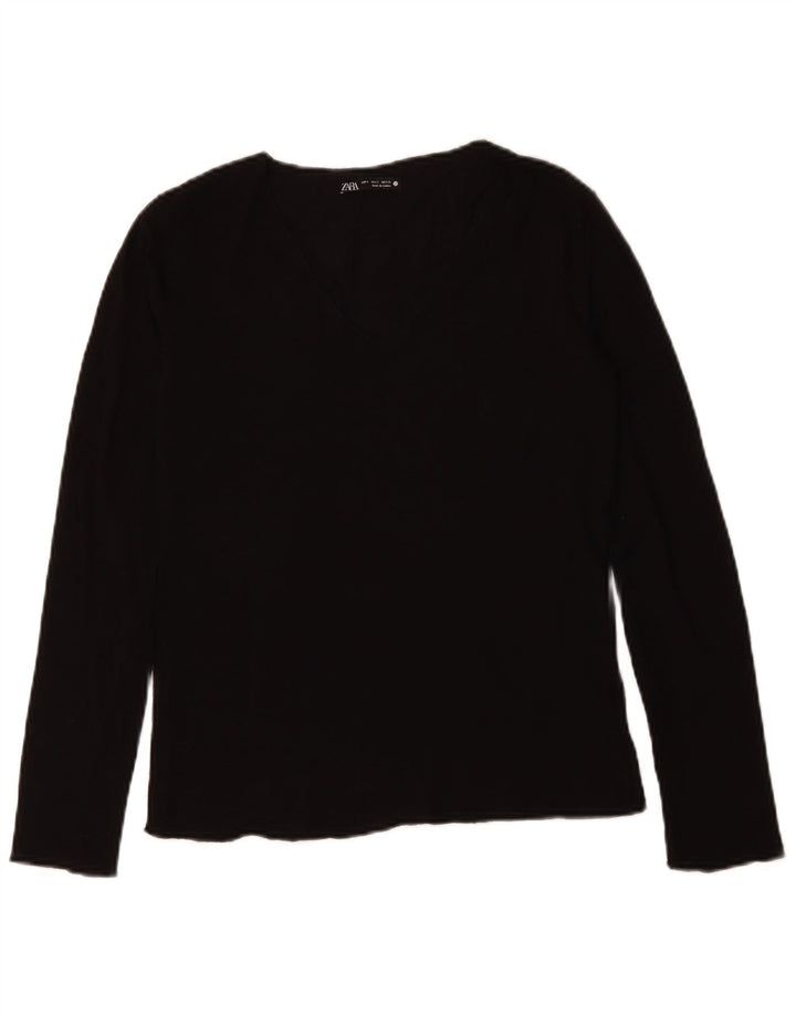 Top feminino ZARA de manga comprida UK 10 pequeno preto