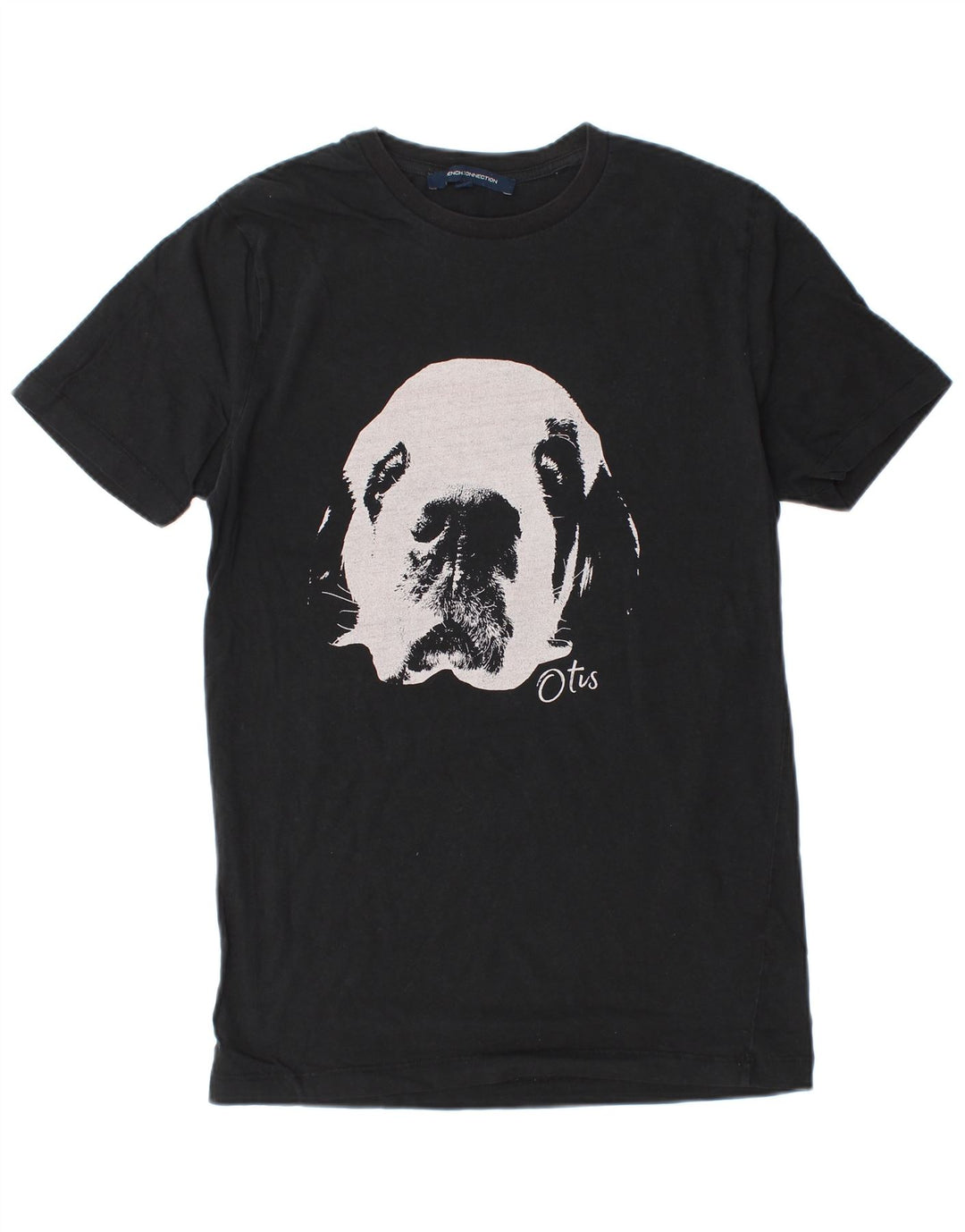 Camiseta gráfica masculina French Connection Top pequeno algodão preto