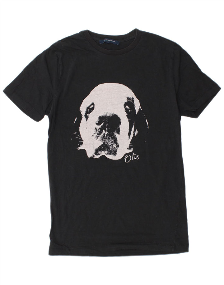 Camiseta gráfica masculina French Connection Top pequeno algodão preto