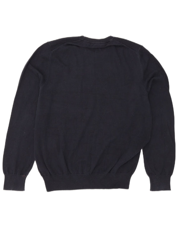 Suéter masculino Marks & Spencer com gola redonda, grande algodão azul marinho