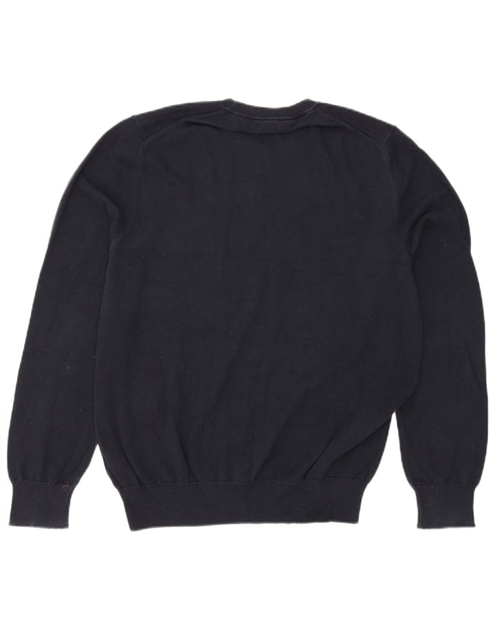 Suéter masculino Marks & Spencer com gola redonda, grande algodão azul marinho