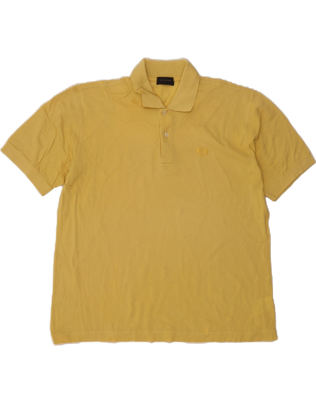 SERGIO TACCHINI Mens Polo Shirt IT 48 Medium Yellow Cotton Vintage Sergio Tacchini and Second-Hand Sergio Tacchini from Messina Hembry 