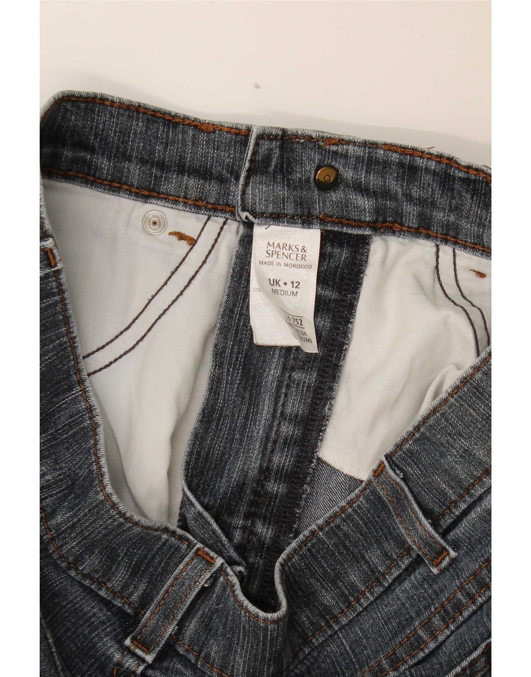 Calça jeans feminina Marks & Spencer Bootcut UK 12 médio W30 L30 azul algodão