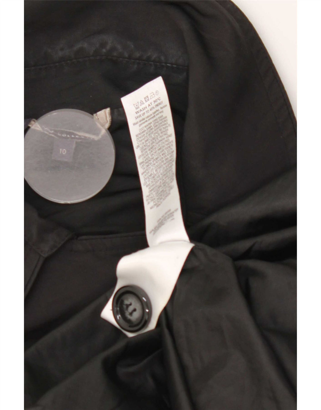 Casaco impermeável feminino Marks & Spencer Reino Unido 10 pequeno poliéster preto