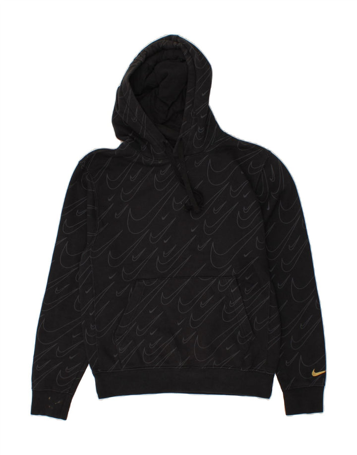 NIKE Womens Oversized Graphic Hoodie Jumper UK 6 XS Black Cotton Vintage Nike and Second-Hand Nike from Messina Hembry 
