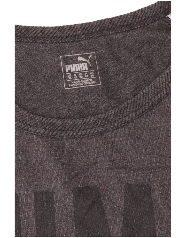 Puma Womens Crop Graphic Moletom Jumper Reino Unido 16 Grande Cinza