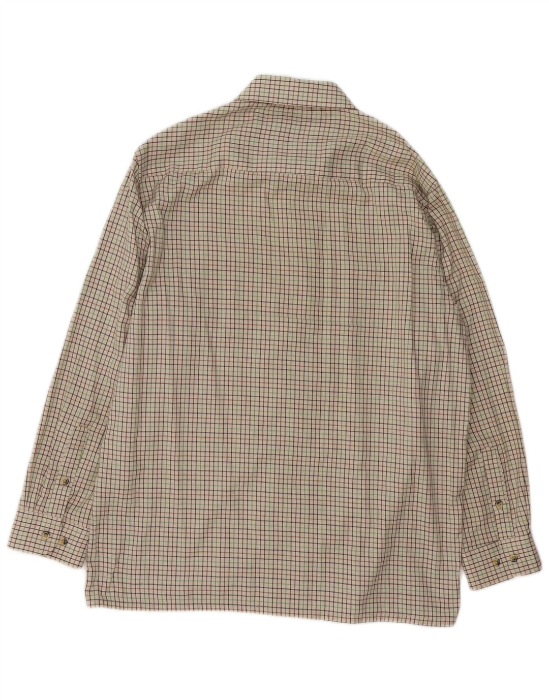 Camisa masculina vintage tamanho 16 1/2 grande poliéster xadrez bege