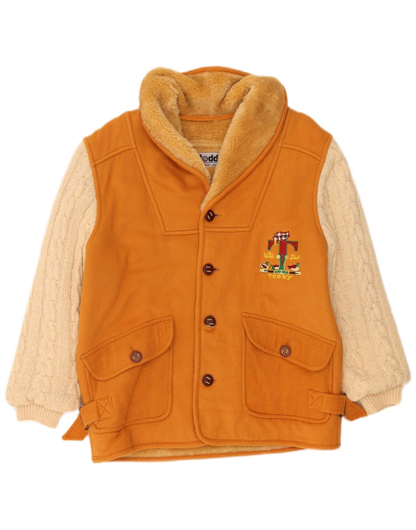Jaqueta Sherpa Feminina Vintage UK 16 Grande Bloco Colorido Bege Acrílico
